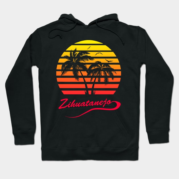 Zihuatenejo 80s Tropical Sunset Hoodie by Nerd_art